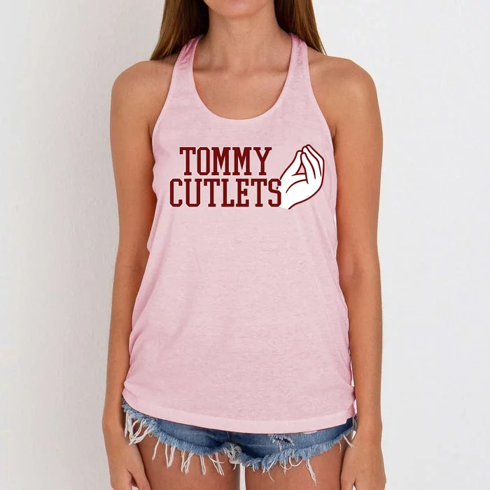 Tommy Cutlets Football Quarterback Italian Hand Women's Knotted Racerback Tank