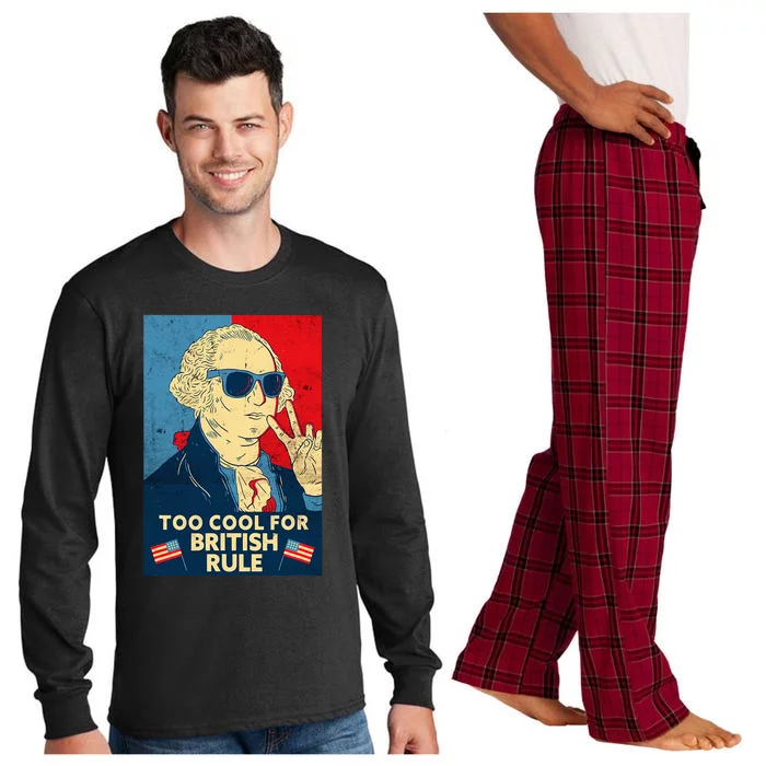 Too Cool For British Rule George Washington 4th Of July Long Sleeve Pajama Set