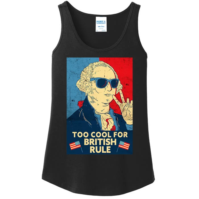 Too Cool For British Rule George Washington 4th Of July Ladies Essential Tank