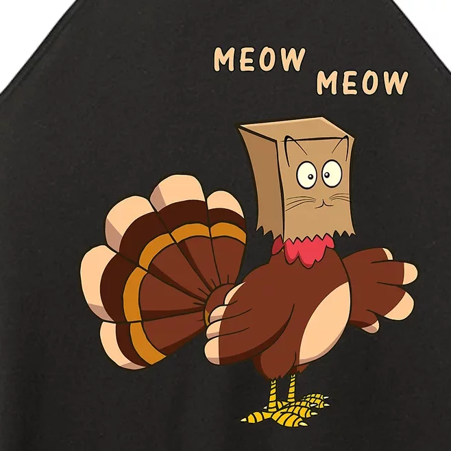 Thanksgiving Cat Funny Fake Cat Meow Thanksgiving Turkey Women’s Perfect Tri Rocker Tank