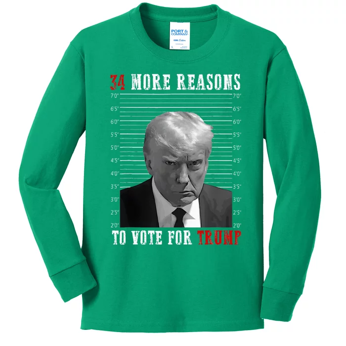 Trump Convicted Felon 34 More Reasons To Vote Kids Long Sleeve Shirt