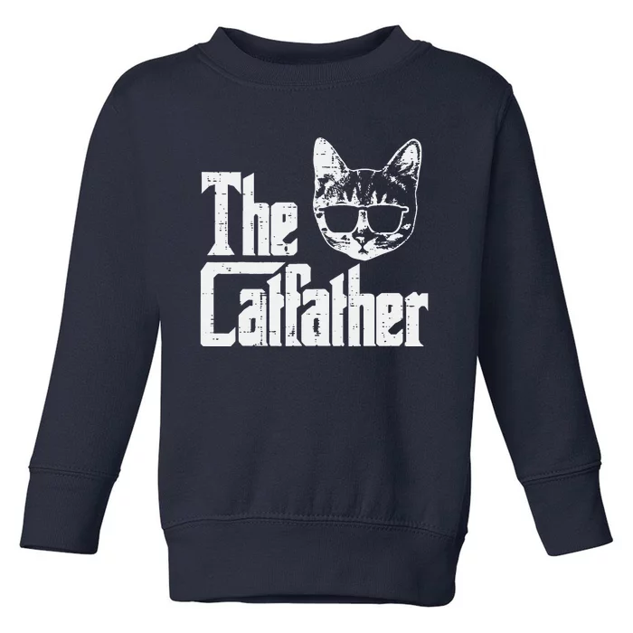 The Catfather Funny Cat Dad Fathers Day Movie Pun Papa Toddler Sweatshirt