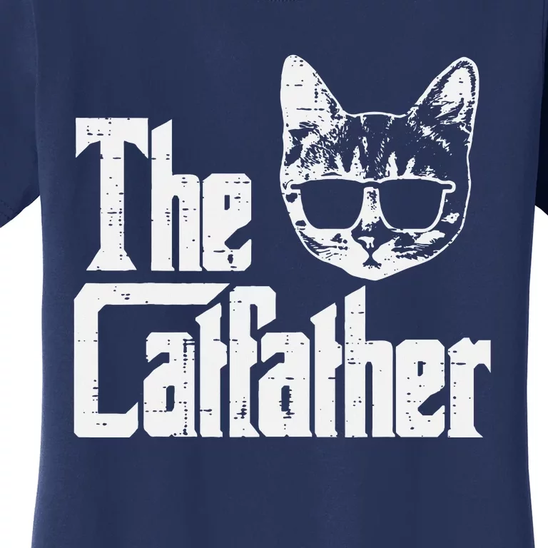 The Catfather Funny Cat Dad Fathers Day Movie Pun Papa Women's T-Shirt