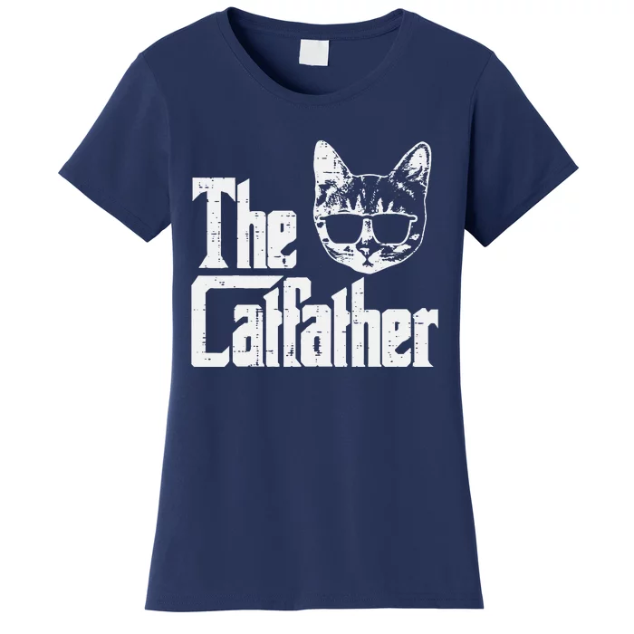 The Catfather Funny Cat Dad Fathers Day Movie Pun Papa Women's T-Shirt