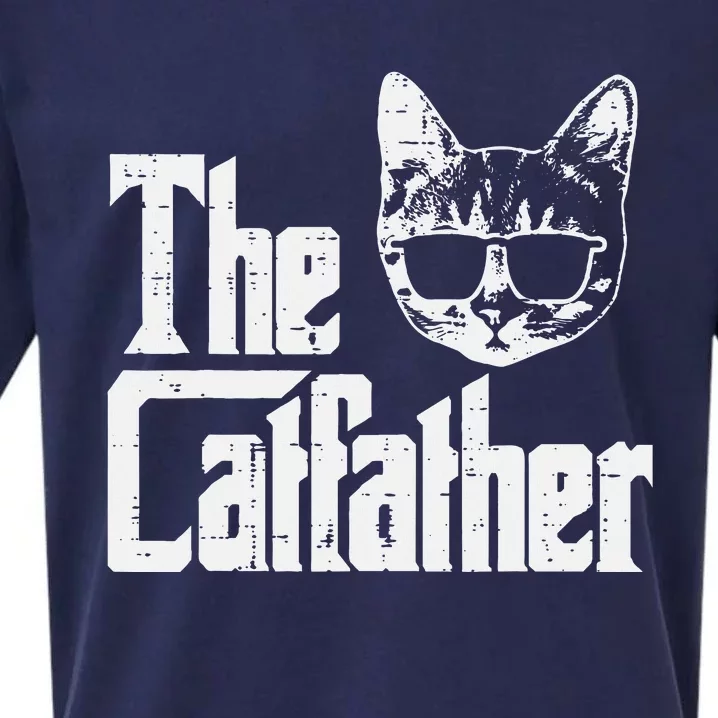 The Catfather Funny Cat Dad Fathers Day Movie Pun Papa Sueded Cloud Jersey T-Shirt