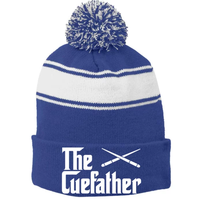 The Cue Father Funny Pool Billiards Player Gift Stripe Pom Pom Beanie