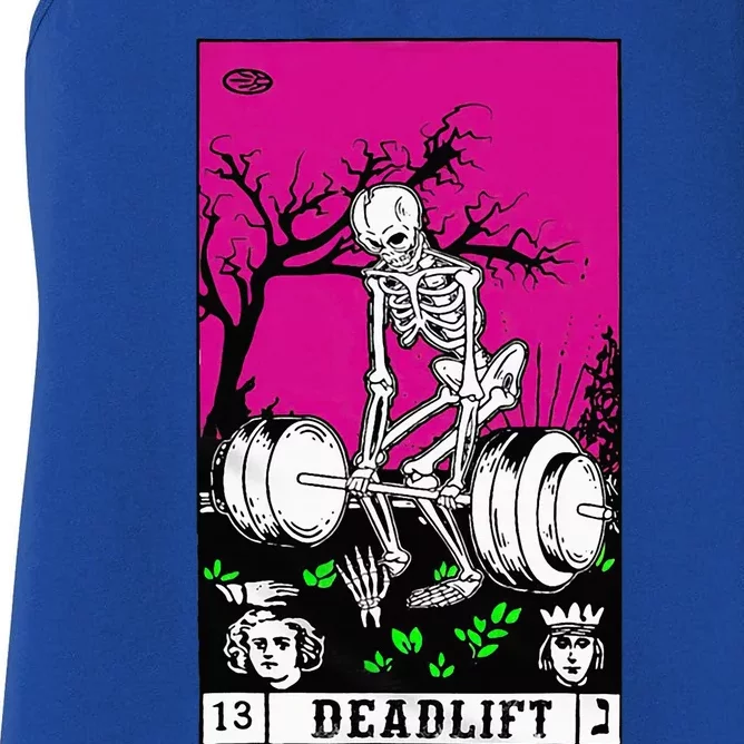 Tarot Card Funny Gym Deadlifts Workout Occult Reading Reader Women's Racerback Tank