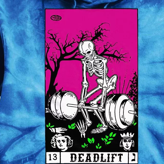 Tarot Card Funny Gym Deadlifts Workout Occult Reading Reader Tie Dye Hoodie