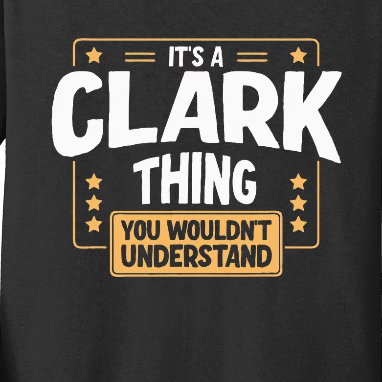 Team Clark Family Member Kids Long Sleeve Shirt