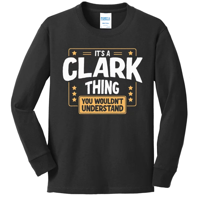 Team Clark Family Member Kids Long Sleeve Shirt