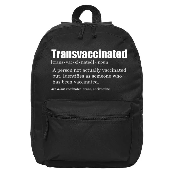 Transvaccinated Classic Funny Definition Meaning 16 in Basic Backpack