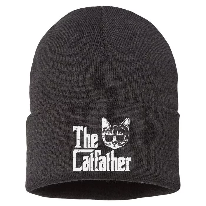 The Cat Father Funny Cat Dad Movie Pun Papa Sustainable Knit Beanie