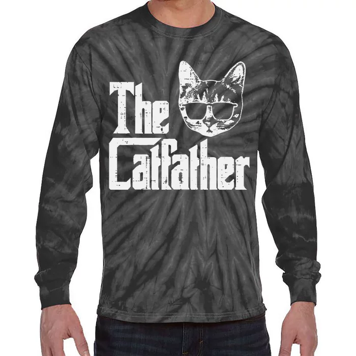 The Cat Father Funny Cat Dad Movie Pun Papa Tie-Dye Long Sleeve Shirt