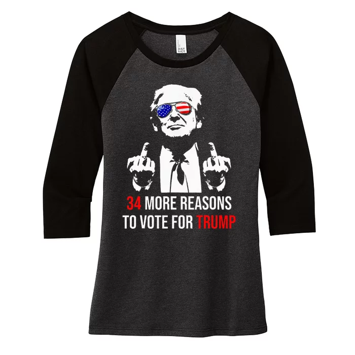 Trump Convicted Felon 34 More Reasons To Vote For Trump Women's Tri-Blend 3/4-Sleeve Raglan Shirt