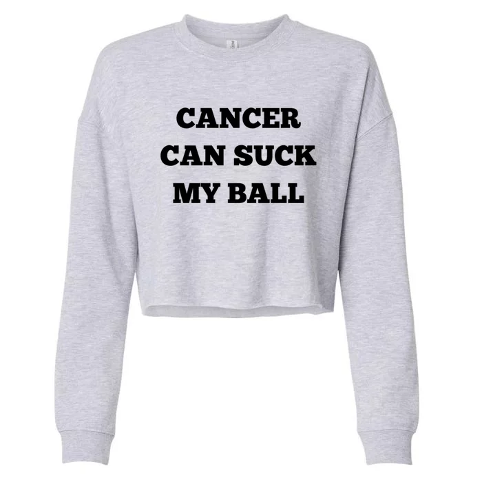 Testicular Cancer Funny Survivor Cancer Can Suck My Ball Meaningful Gift Cropped Pullover Crew