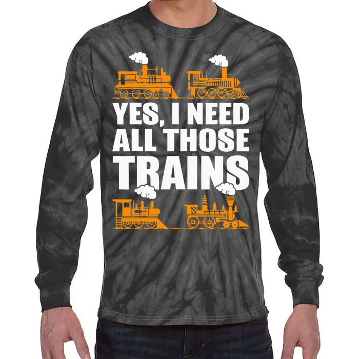 Train Collector Funny Model Train Tie-Dye Long Sleeve Shirt