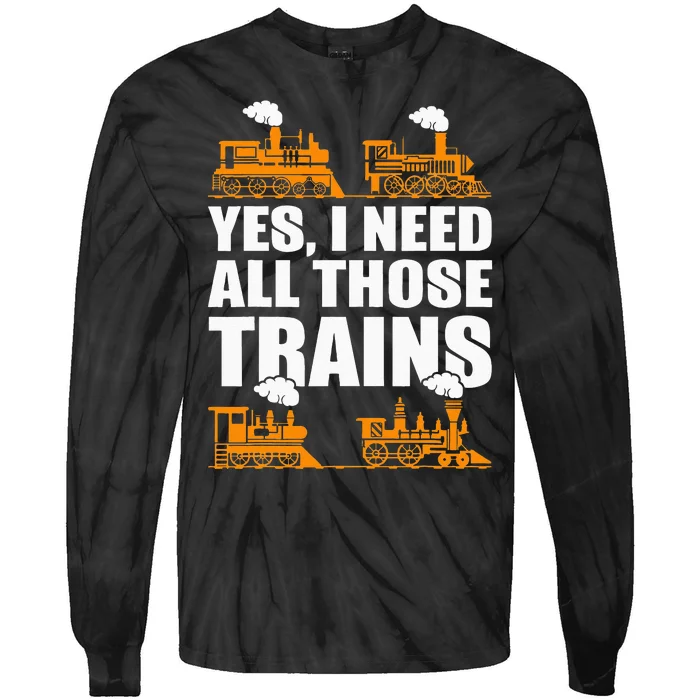 Train Collector Funny Model Train Tie-Dye Long Sleeve Shirt