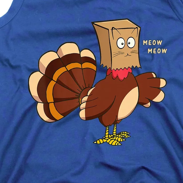 Thanksgiving Cat Funny Fake Cat Turkey Meow Thanksgiving Tank Top