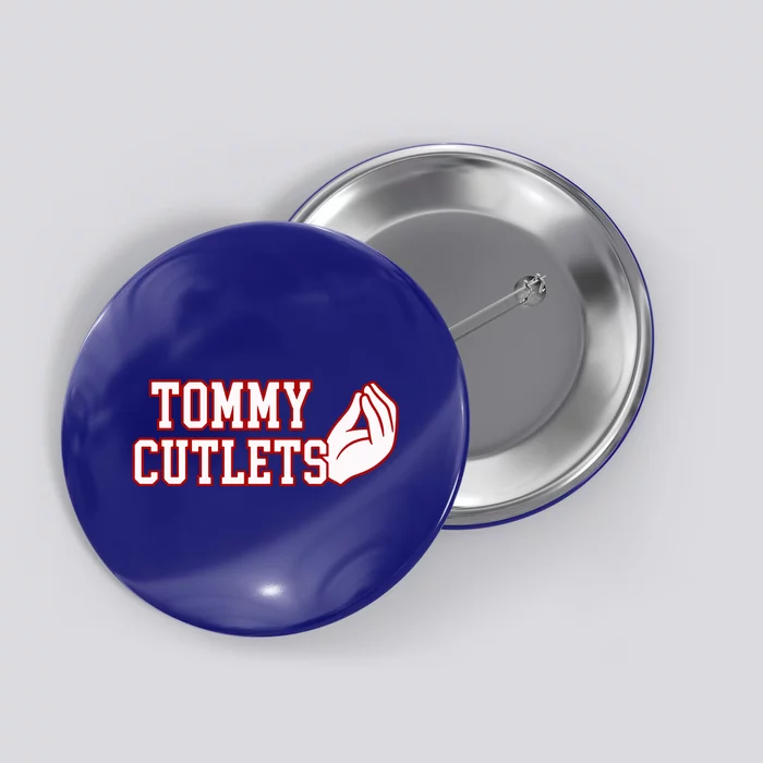 Tommy Cutlets Football Quarterback Ny Italian Hand Gesture Button