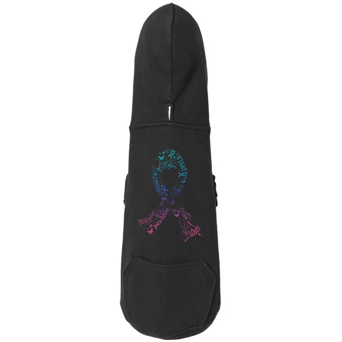 Thyroid Cancer Fight Warrior Gifts Thyroid Ribbon Awareness Doggie 3-End Fleece Hoodie