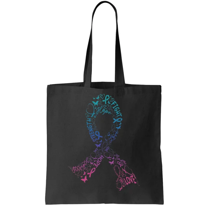 Thyroid Cancer Fight Warrior Gifts Thyroid Ribbon Awareness Tote Bag