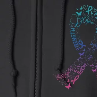 Thyroid Cancer Fight Warrior Gifts Thyroid Ribbon Awareness Full Zip Hoodie