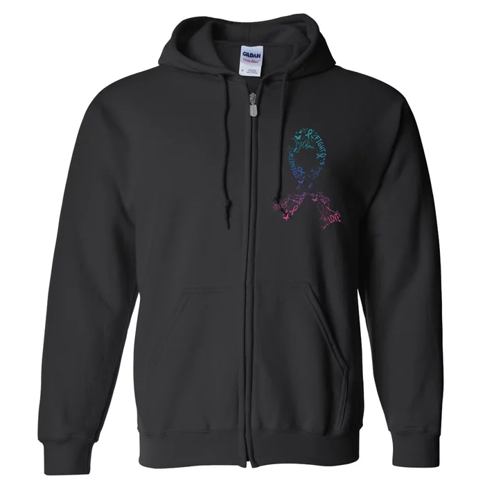 Thyroid Cancer Fight Warrior Gifts Thyroid Ribbon Awareness Full Zip Hoodie