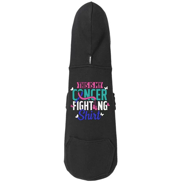 Thyroid Cancer Fighting Thyroid Ribbon Awareness Fighter Doggie 3-End Fleece Hoodie