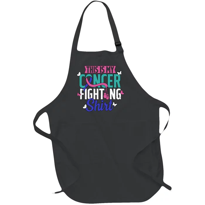 Thyroid Cancer Fighting Thyroid Ribbon Awareness Fighter Full-Length Apron With Pocket