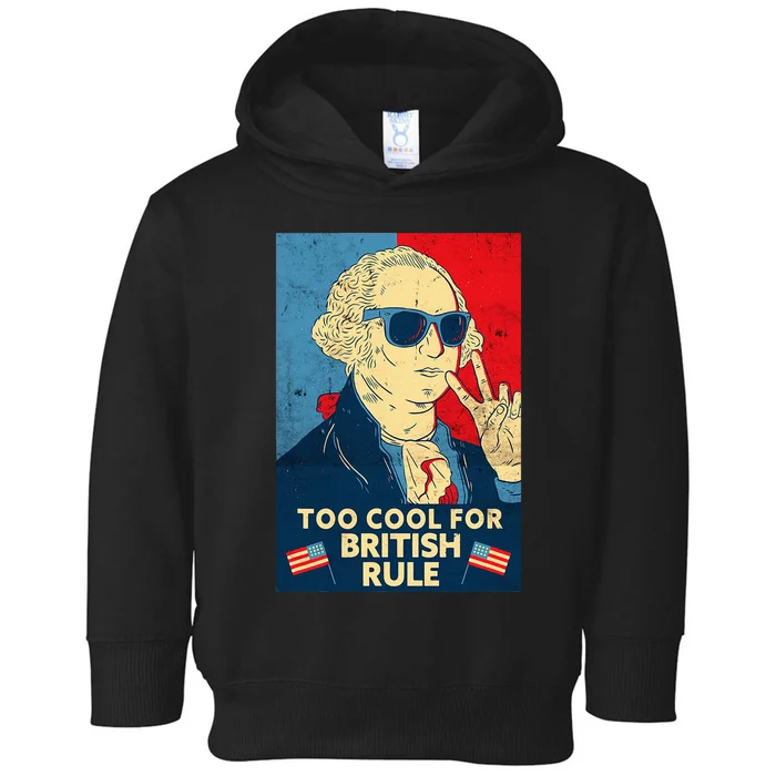 Too Cool For British Rule George Washington 4th Of July Toddler Hoodie