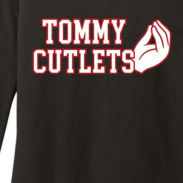 Tommy Cutlets Football Quarterback Ny Italian Hand Gesture Womens CVC Long Sleeve Shirt