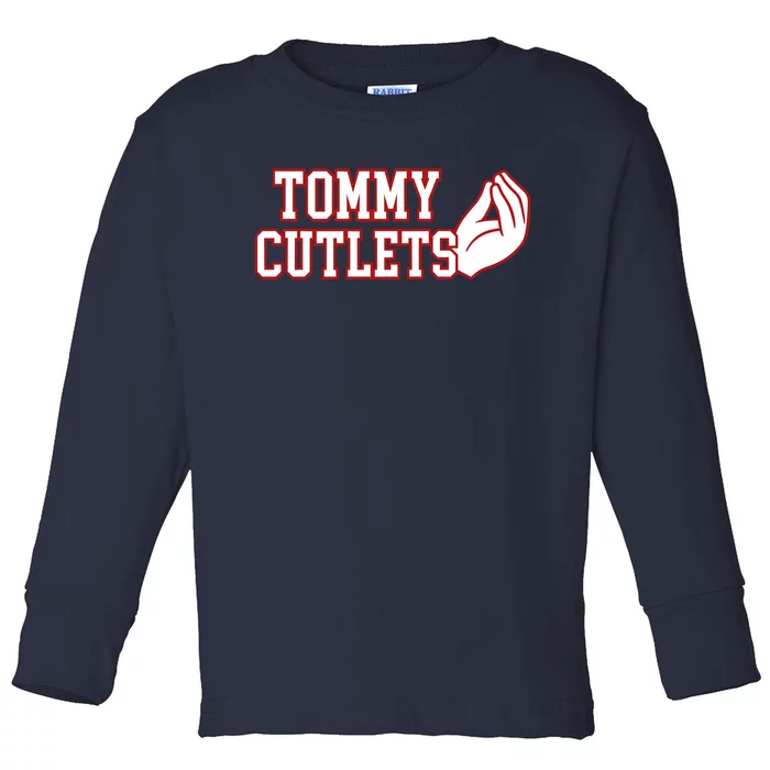 Tommy Cutlets Football Quarterback Ny Italian Hand Gesture Toddler Long Sleeve Shirt