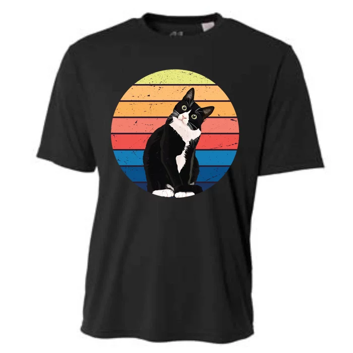 Tuxedo Cat Gift Retro Colors For Animal Lovers Cooling Performance Crew T-Shirt