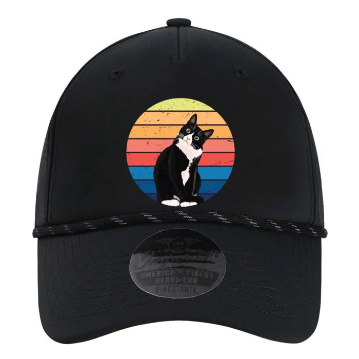 Tuxedo Cat Gift Retro Colors For Animal Lovers Performance The Dyno Cap