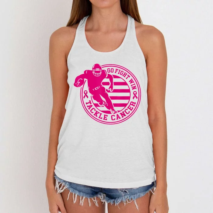 Tackle Cancer Gift Go Fight Win Women's Knotted Racerback Tank