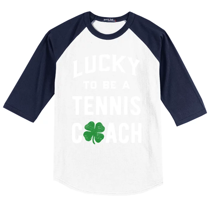 Tennis Coach Gift Lucky Irish Shamrock St Patricks Day Gift Baseball Sleeve Shirt