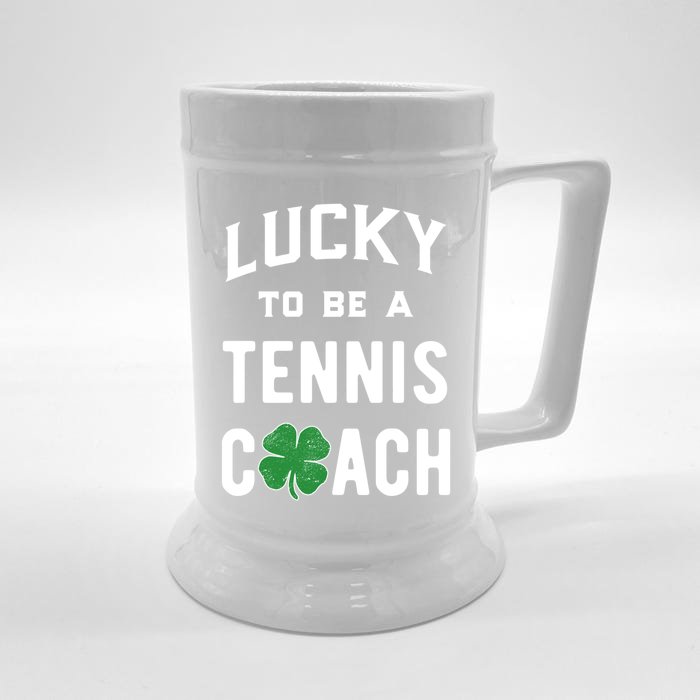 Tennis Coach Gift Lucky Irish Shamrock St Patricks Day Gift Front & Back Beer Stein