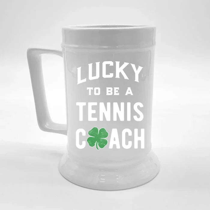 Tennis Coach Gift Lucky Irish Shamrock St Patricks Day Gift Front & Back Beer Stein