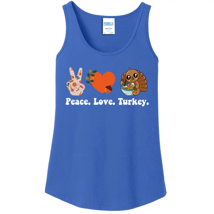 Thanksgiving Cool Gift Peace Love Turkey Funny Thanksgiving Gift Ladies Essential Tank