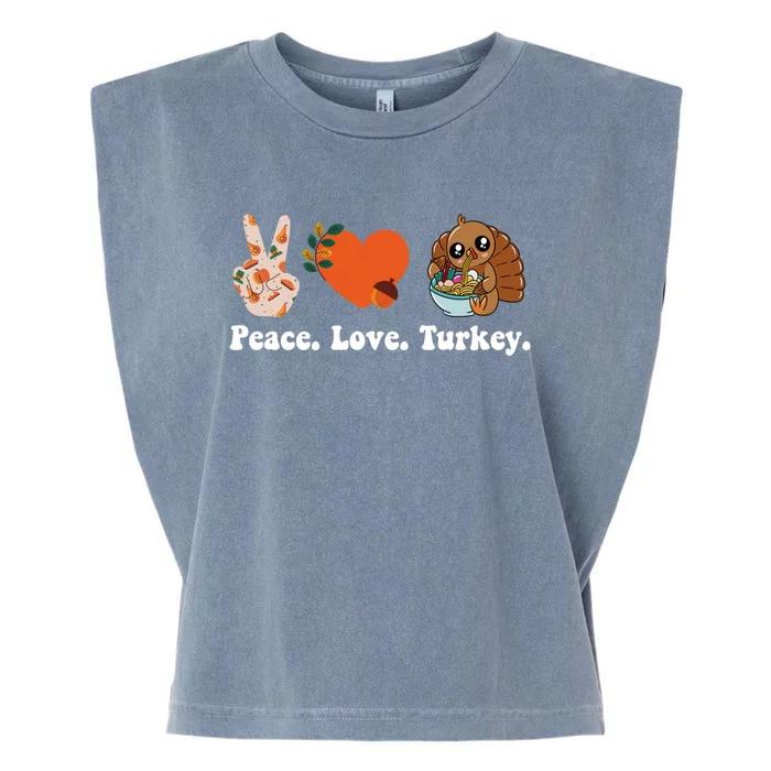 Thanksgiving Cool Gift Peace Love Turkey Funny Thanksgiving Gift Garment-Dyed Women's Muscle Tee