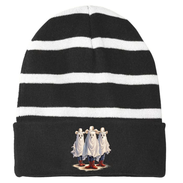 Three Cowboy Ghosts Striped Beanie with Solid Band