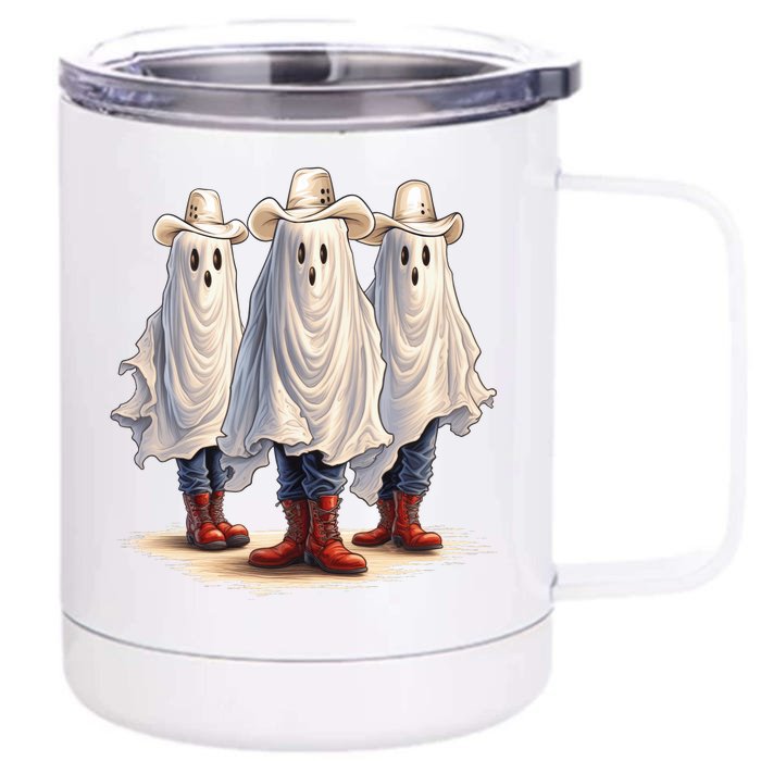 Three Cowboy Ghosts Front & Back 12oz Stainless Steel Tumbler Cup