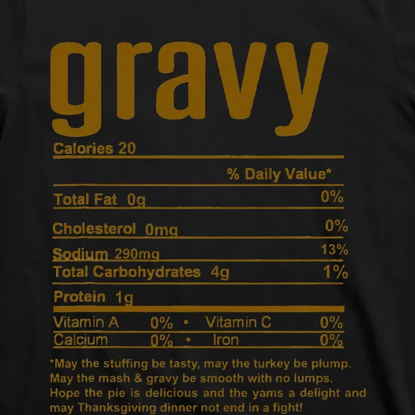 Thanksgiving Christmas Gravy Nutritional Facts T-Shirt