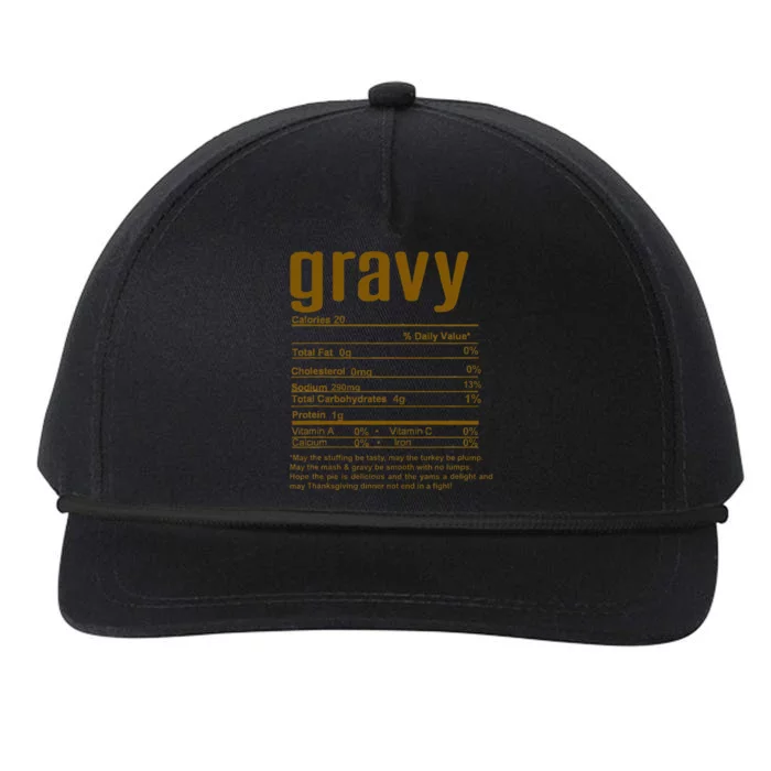 Thanksgiving Christmas Gravy Nutritional Facts Snapback Five-Panel Rope Hat