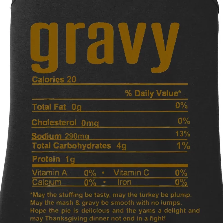 Thanksgiving Christmas Gravy Nutritional Facts Ladies Essential Tank