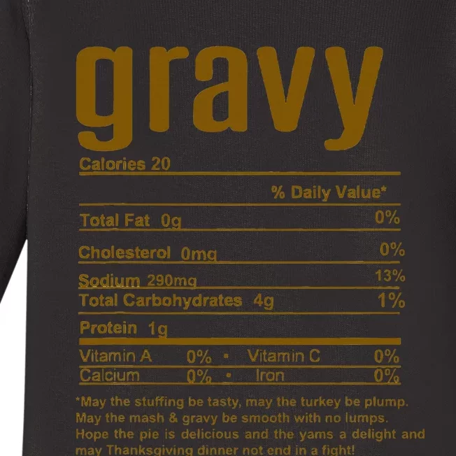 Thanksgiving Christmas Gravy Nutritional Facts Baby Long Sleeve Bodysuit