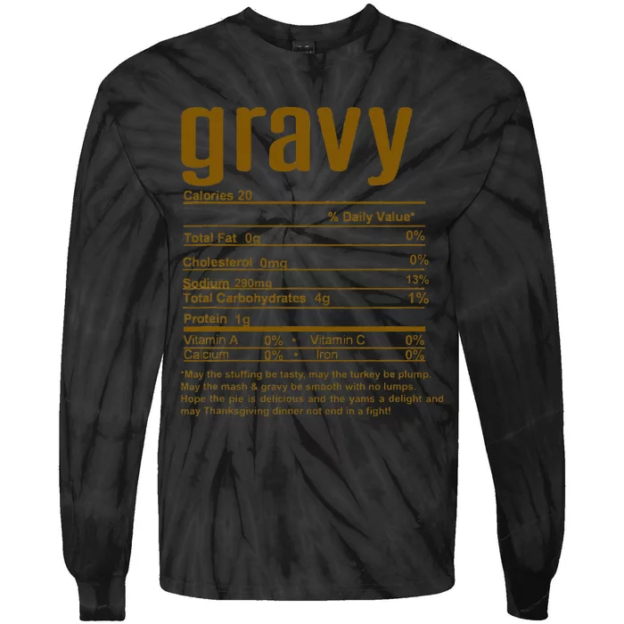 Thanksgiving Christmas Gravy Nutritional Facts Tie-Dye Long Sleeve Shirt