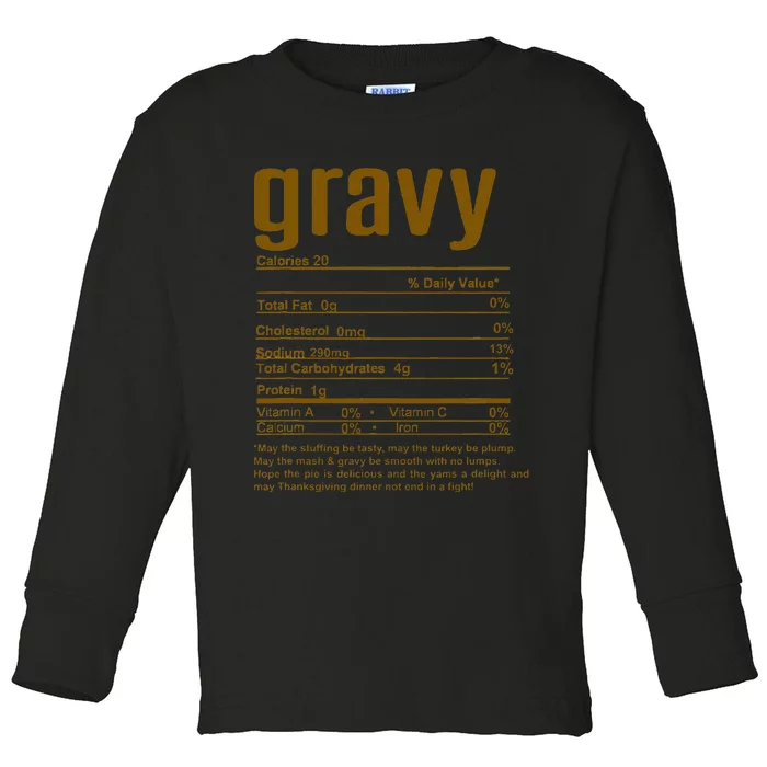 Thanksgiving Christmas Gravy Nutritional Facts Toddler Long Sleeve Shirt