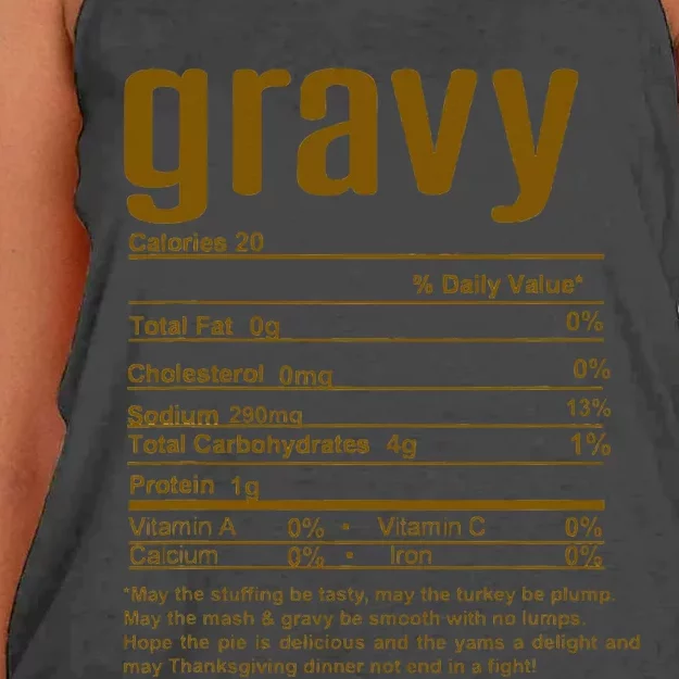 Thanksgiving Christmas Gravy Nutritional Facts Women's Knotted Racerback Tank