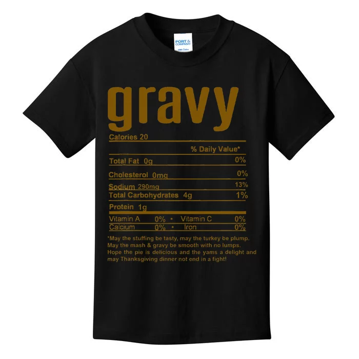 Thanksgiving Christmas Gravy Nutritional Facts Kids T-Shirt